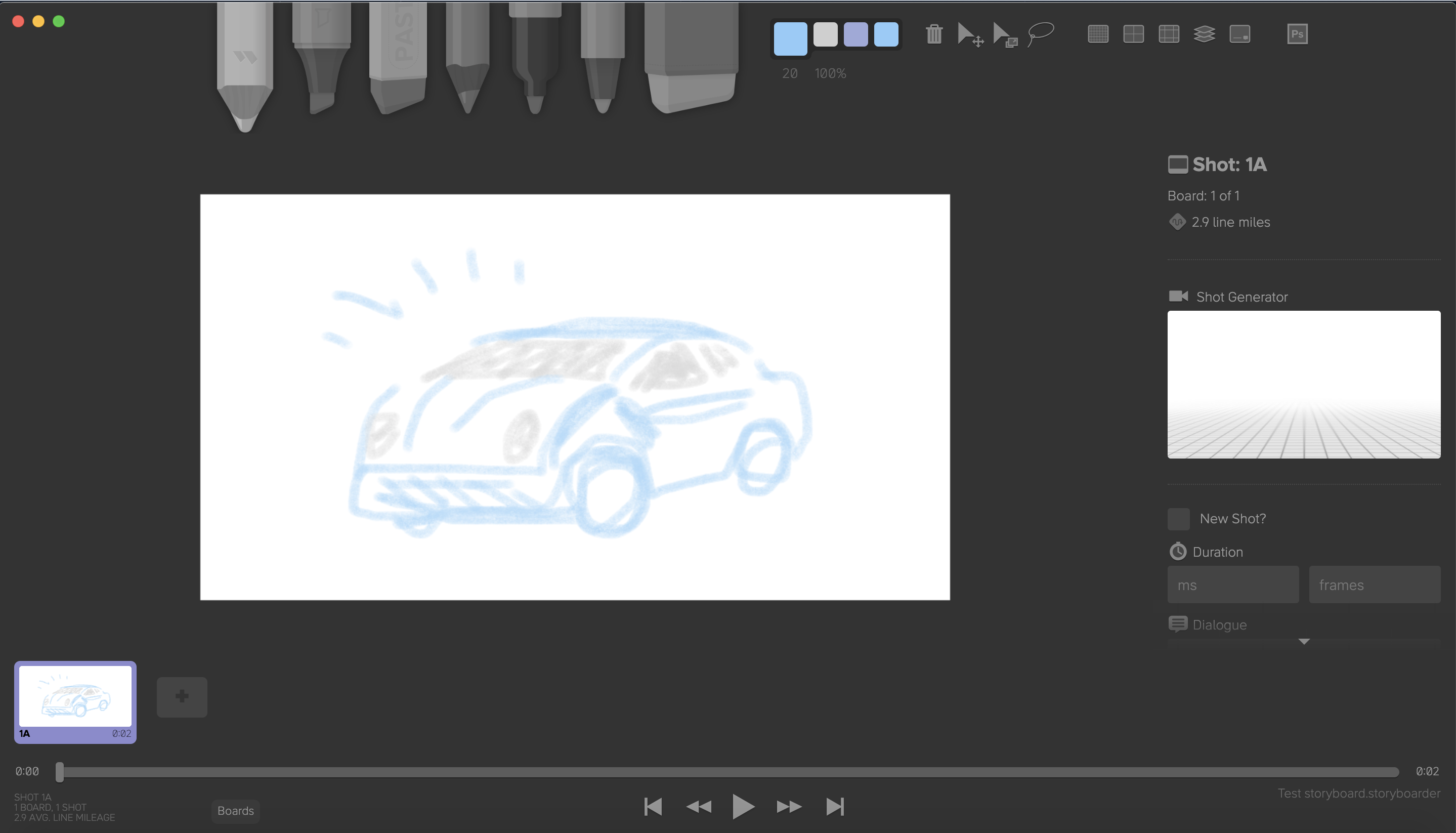 free-video-marketing-tools-storyboarder Screenshot of Storyboarder, a video planning and storyboarding tool by WonderUnit